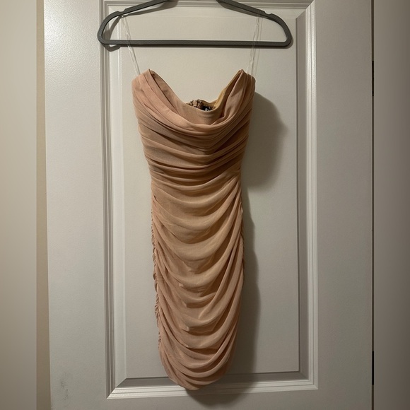 NWT Babyboo Julieta sand color mini dress| size XS - Picture 4 of 6